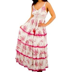 Floral Pink and White Maxi Dress